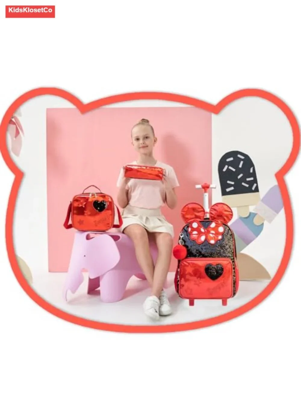 Rolling Backpack for Girls with Lunch Box, 4 Wheels, Nylon, Lightweight, School